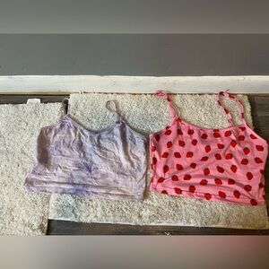 Strawberry Print and Tie-Dye Kids Camisole Set